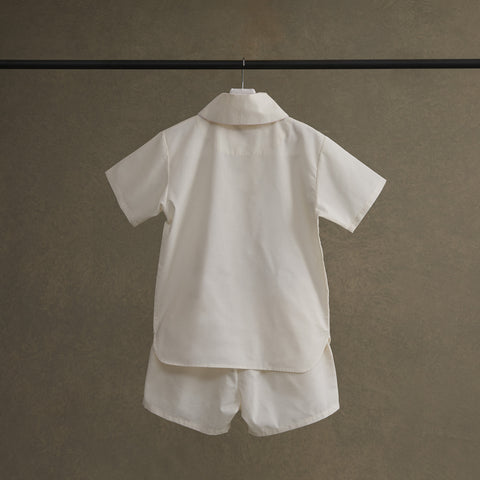 【刺繍サービス有】軽やか半袖・ショートパンツのセットアップパジャマ パステルカラー3色展開 襟元リボンデザイン