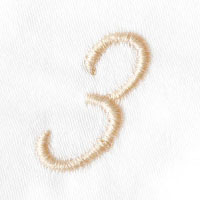 ベージュの数字刺繍見本